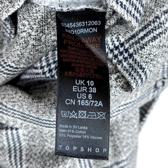 Topshop Window Pane Plaid Belted Cropped Straight Leg Trouser Pants Size 6 - Picture 12 of 13